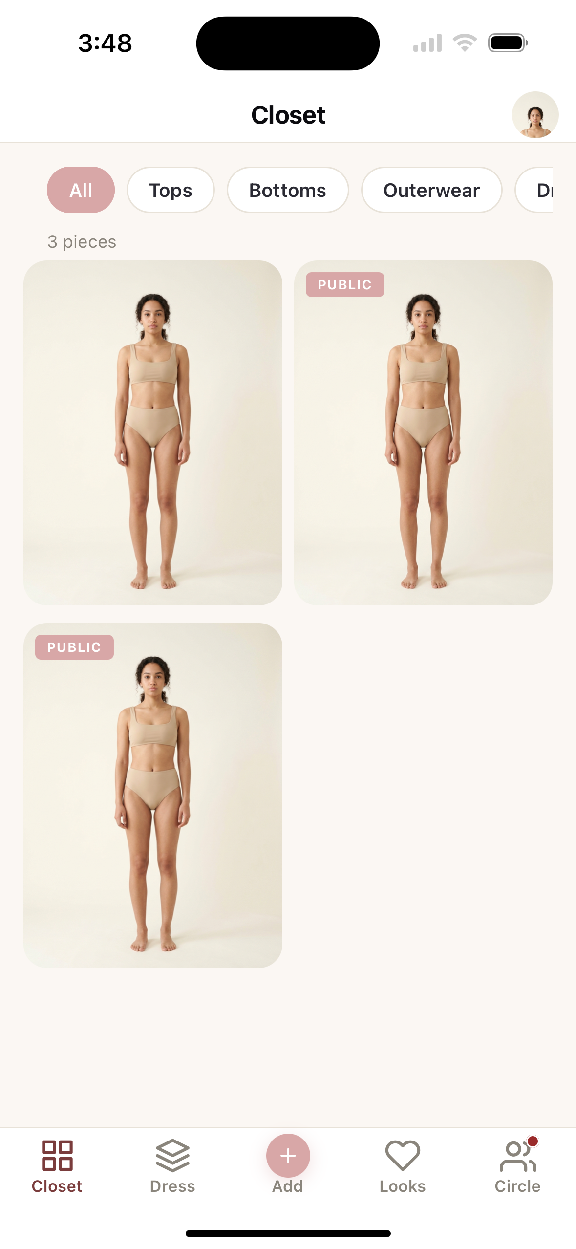 Closet view with filter chips